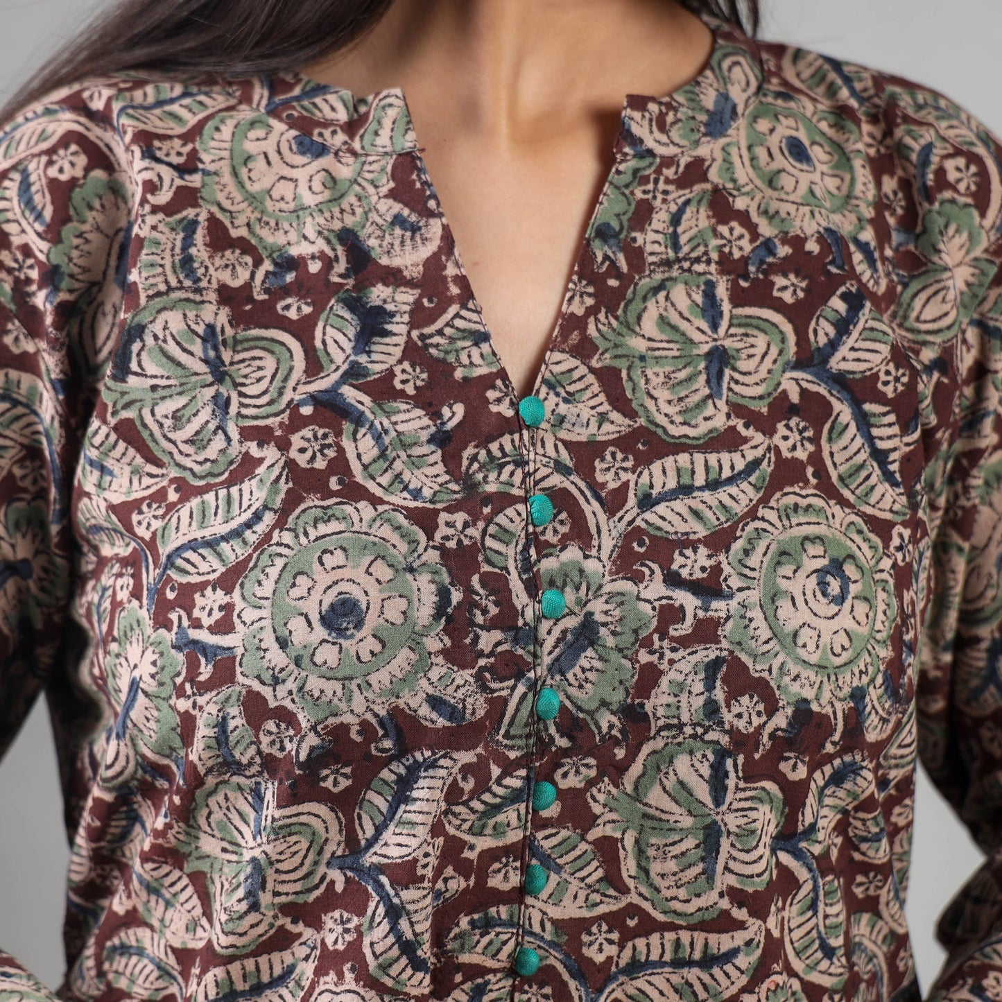 Maroon - kalamkari printing cotton kurta with palazzo &