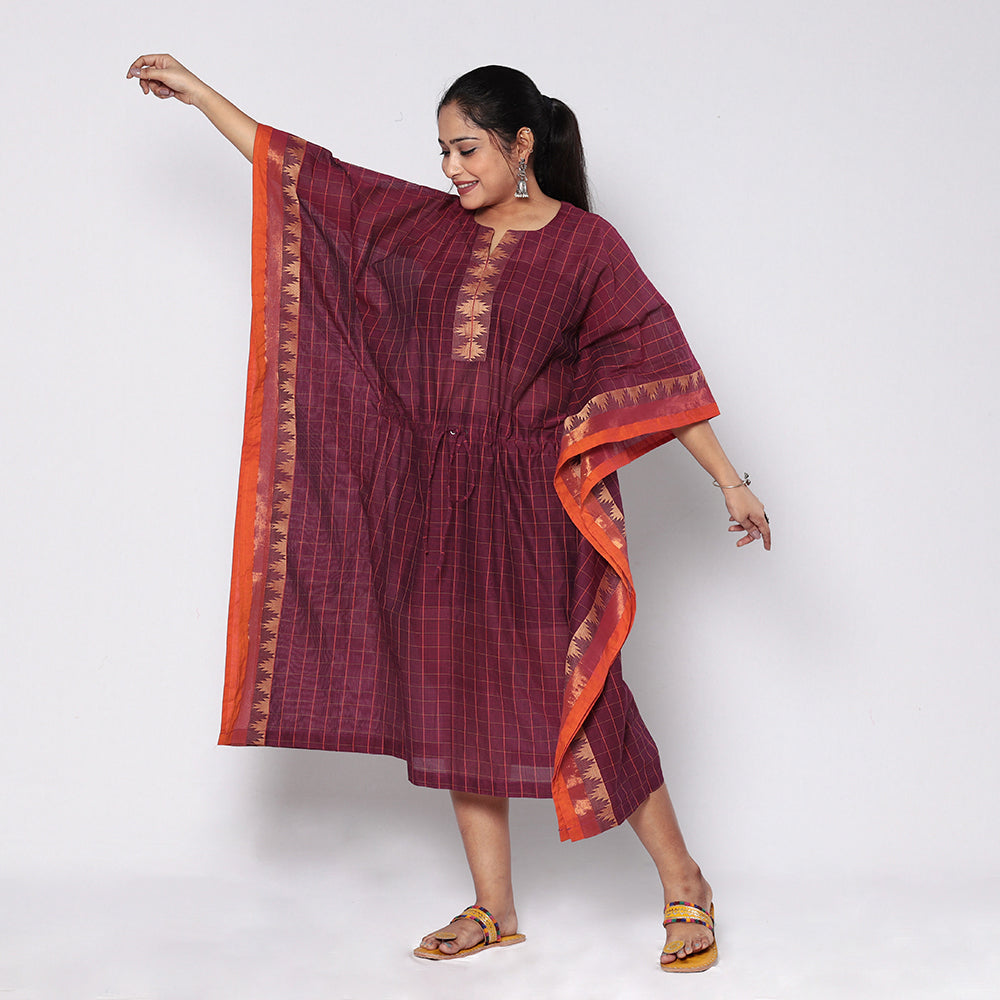 Kanchipuram Checks Cotton Kaftan with Tie-Up Waist 