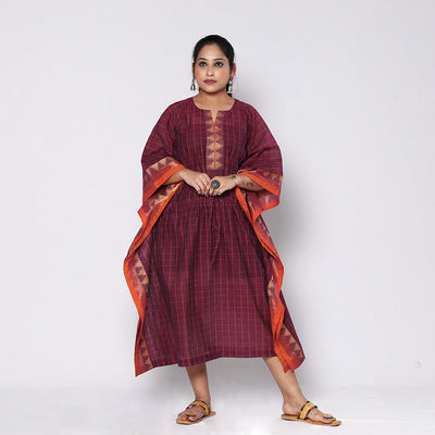  Kanchipuram Checks Cotton Kaftan with Tie-Up Waist 