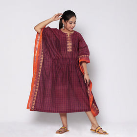  Kanchipuram Checks Cotton Kaftan with Tie-Up Waist 
