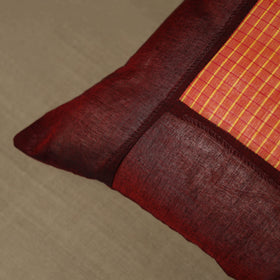 Maroon - Kanchipuram Patchwork Cotton Cushion Cover 19