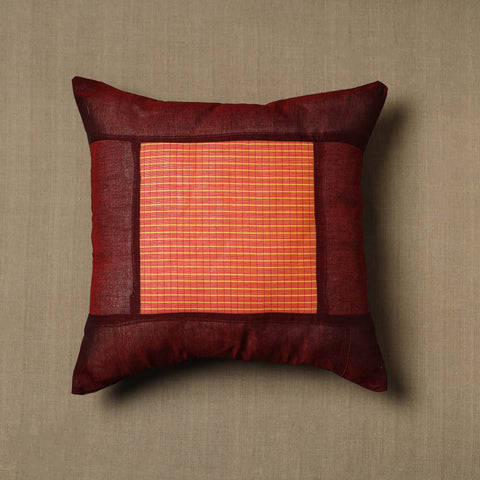 Maroon - Kanchipuram Patchwork Cotton Cushion Cover 19