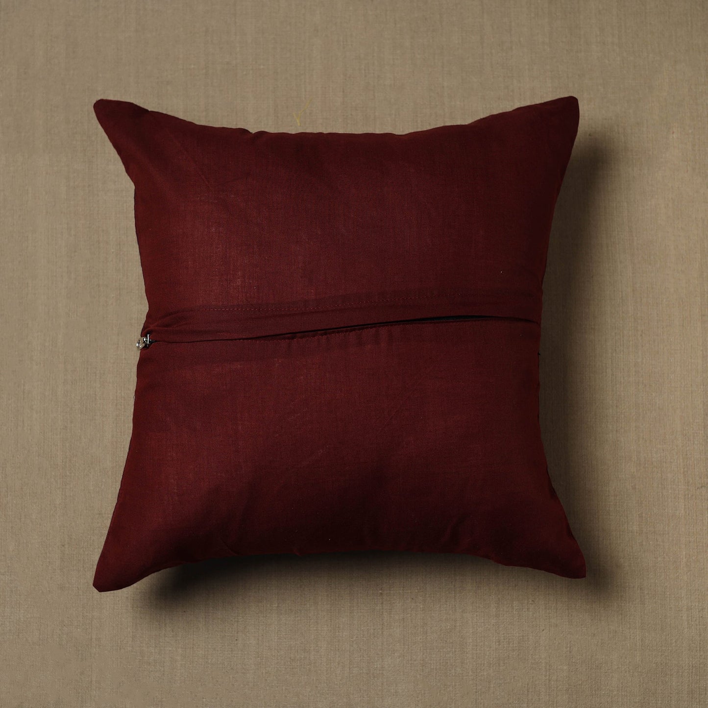 Maroon Kanchipuram Patchwork Cotton Cushion Cover 21