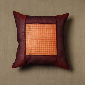 Maroon Kanchipuram Patchwork Cotton Cushion Cover 21