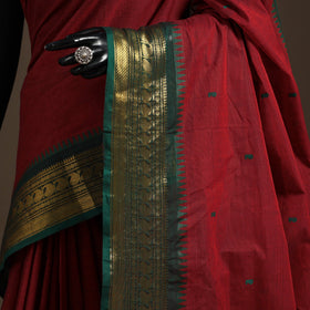 Maroon - kandangi buti chettinad cotton saree with border