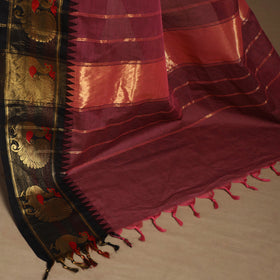Maroon Kandangi Chettinad Cotton Saree with Border