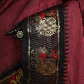 Maroon Kandangi Chettinad Cotton Saree with Border