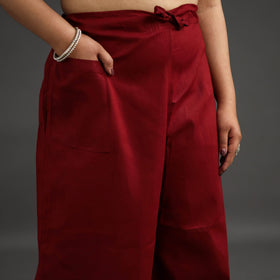 Buy Maroon Kantha Hand Embroidery Palazzo in Cotton