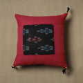 Maroon Kantha Stitch Ikat Cotton Cushion Cover (16 x 16 in) 02