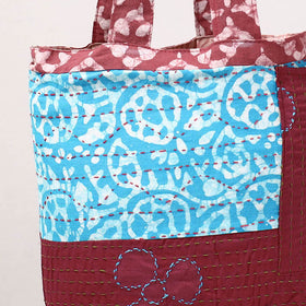  Kantha Work Block Print Cotton Shopping Bag 