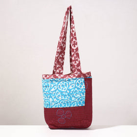  Kantha Work Block Print Cotton Shopping Bag 