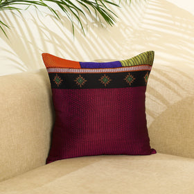 Maroon Khun Cotton Gavanti Kasuti Hand Embroidery Cushion Cover