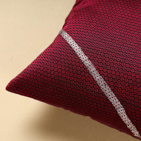 Maroon  - Khun Weave Cotton Cushion Cover (16 x 16 in)