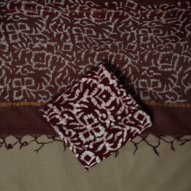 Kota doria cotton hand block batik print 3pc unstitched