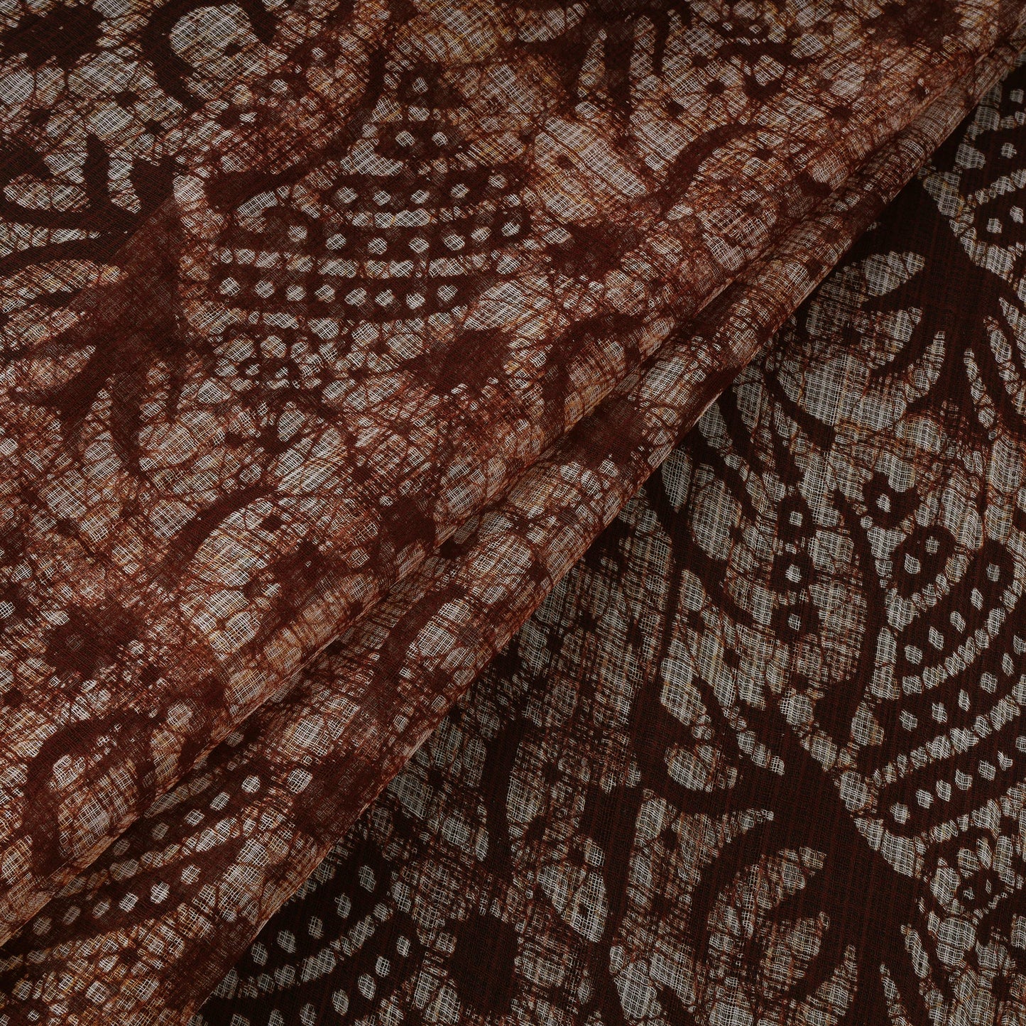 Maroon - Kota Doria Cotton Hand Block Batik Print Fabric 02