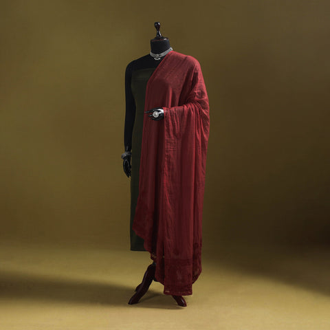 Maroon - kota doria cotton hand embroidered lucknowi