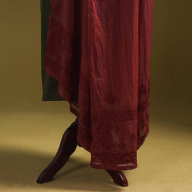 Maroon - kota doria cotton hand embroidered lucknowi