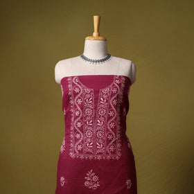 Maroon - kota doria cotton lucknow chikankari 2pc
