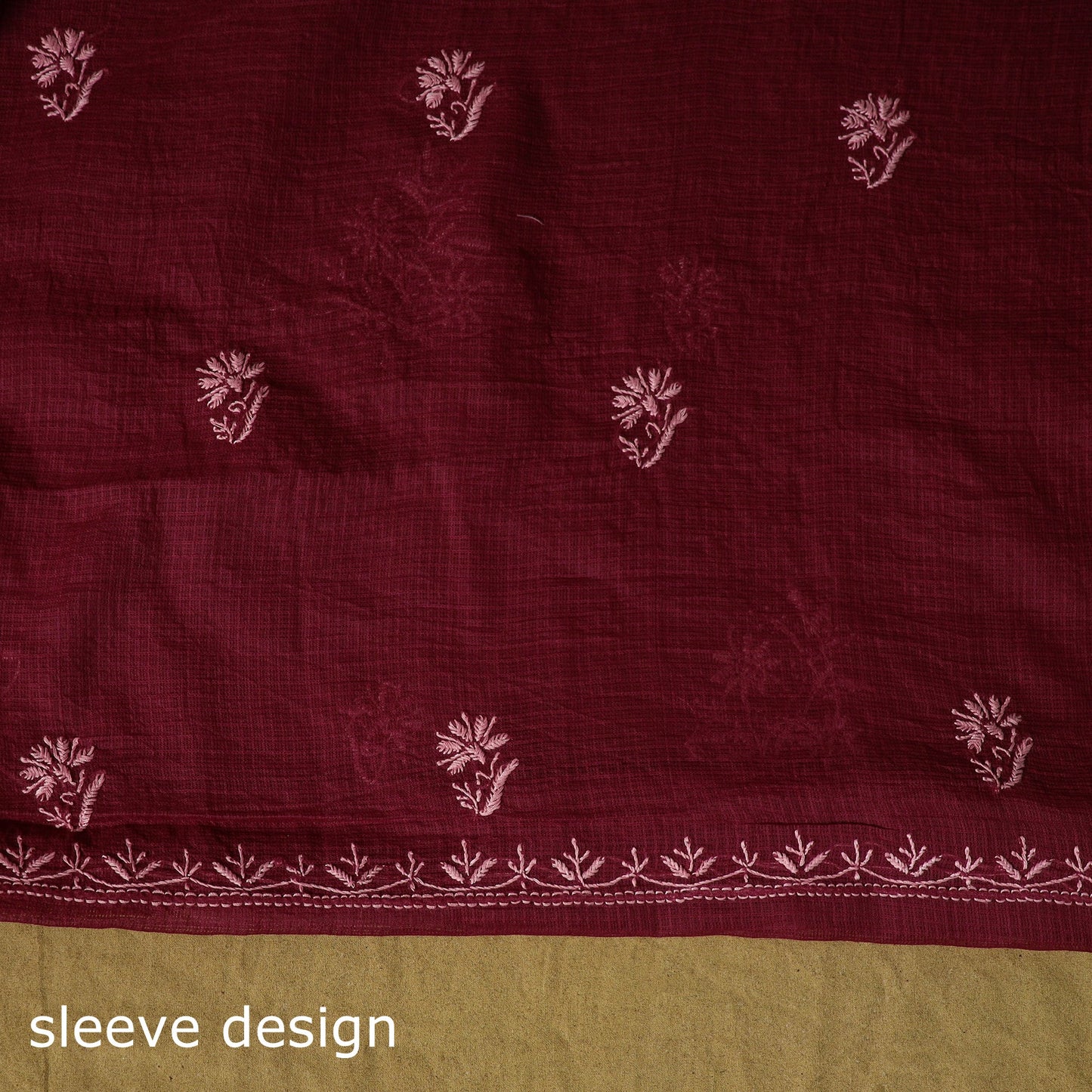 Maroon - kota doria cotton lucknow chikankari 2pc