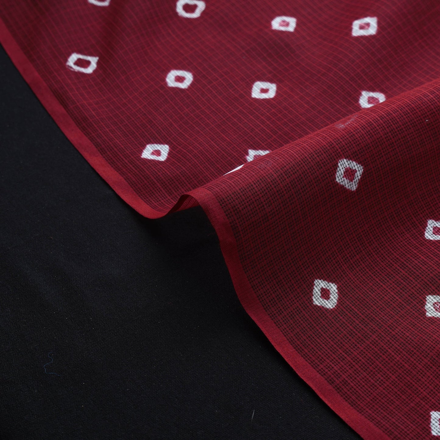 Maroon - Kota Doria Cotton Tie-Dye Bandhani Fabric 23