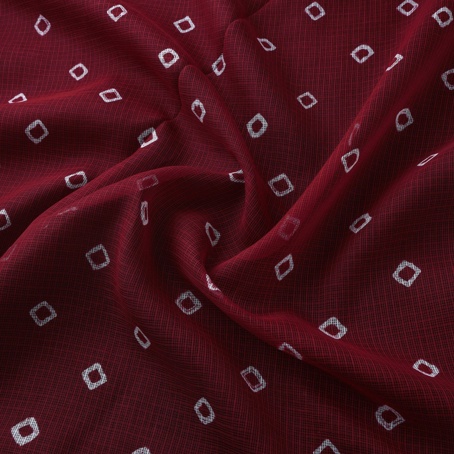 Maroon - Kota Doria Cotton Tie-Dye Bandhani Fabric 23