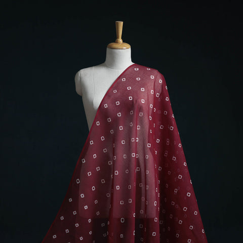 Maroon - Kota Doria Cotton Tie-Dye Bandhani Fabric 23