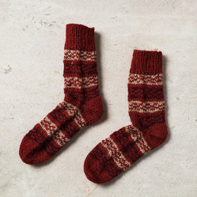 Maroon Kumaun Hand Knitted Woolen Socks - Kids
