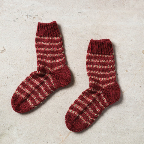  Maroon Kumaun Hand Knitted Woolen Socks - Kids