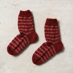  Maroon Kumaun Hand Knitted Woolen Socks - Kids