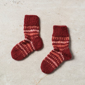  Maroon Kumaun Hand Knitted Woolen Socks - Kids