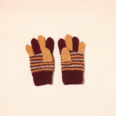 Brown Kumaun Hand Knitted Woollen Hand Gloves (Adult)