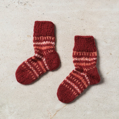  Maroon Kumaun Hand Knitted Woolen Socks - Kids