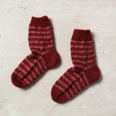  Maroon Kumaun Hand Knitted Woolen Socks - Kids