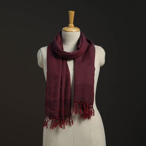 Maroon - kumaun handwoven merino wool x cotton stole 100
