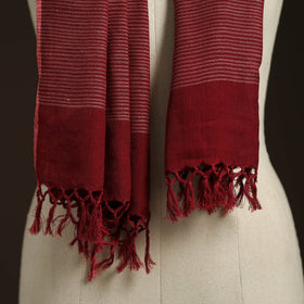 Maroon - kumaun handwoven merino wool x cotton stole 95