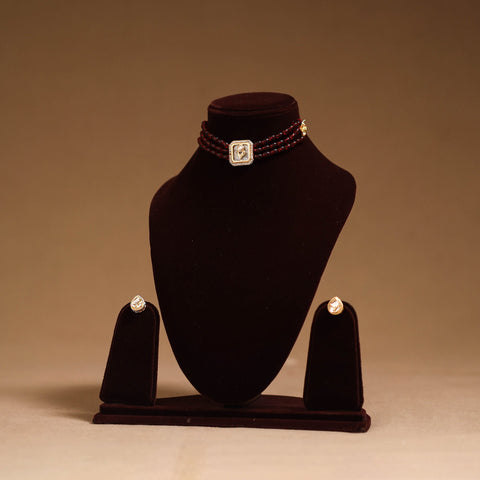 Kundan work choker necklace set 29 - handcrafted