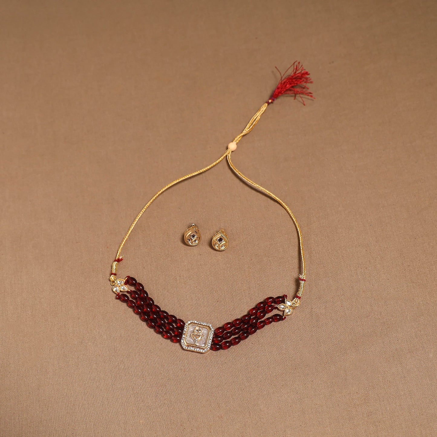 Kundan work choker necklace set 29 - handcrafted