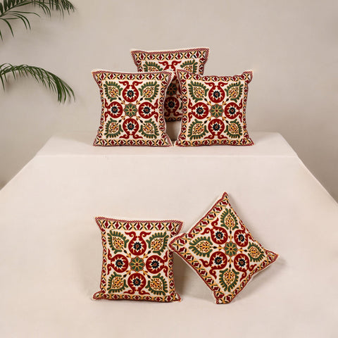 Maroon - kutch aari hand embroidery cushion cover (set
