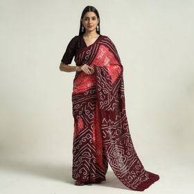 Buy Kutch Bandhani Tie-Dye Cotton Saree with Blouse Piece Online l iTokri.com
