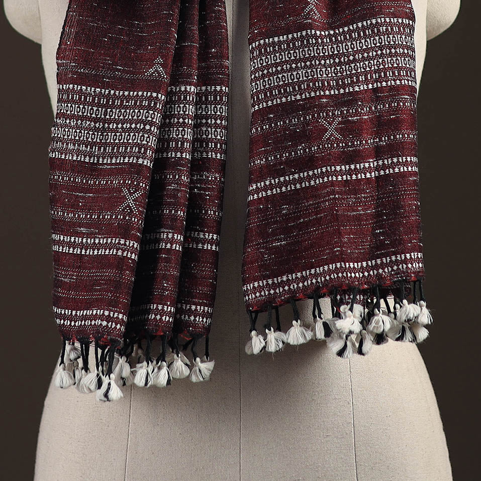 Kutch bhujodi handwoven merino wool stole 189 - handcrafted
