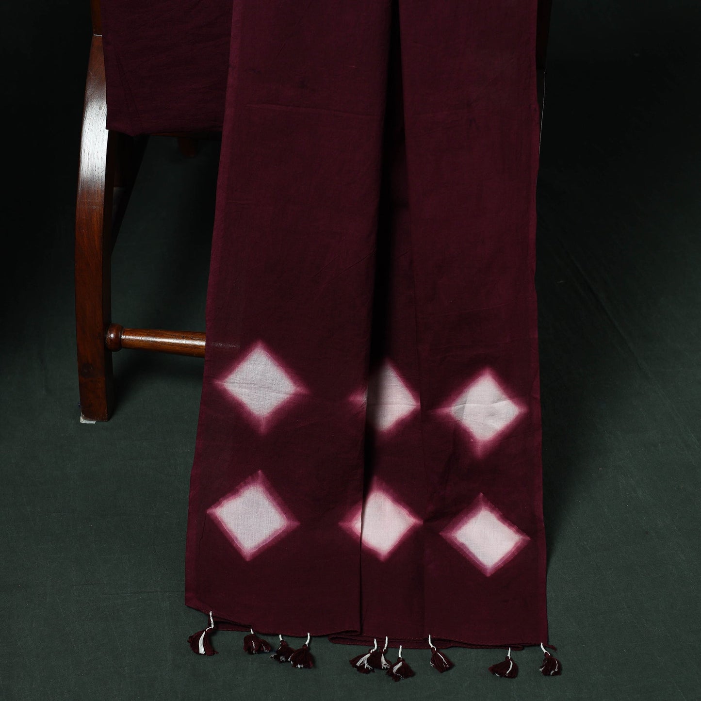 Kutch hand embroidered mirror work clamp dyed cotton