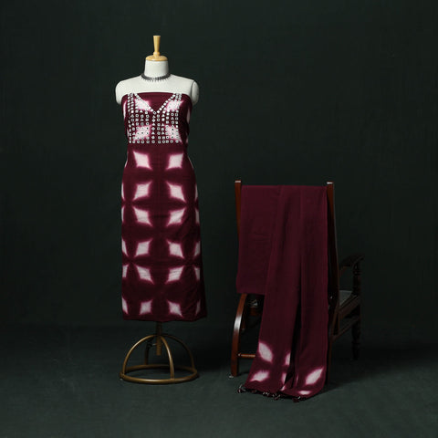 Kutch hand embroidered mirror work clamp dyed cotton