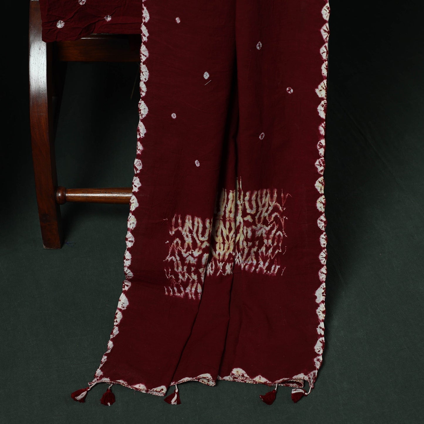 Kutch hand embroidered mirror work clamp dyed cotton