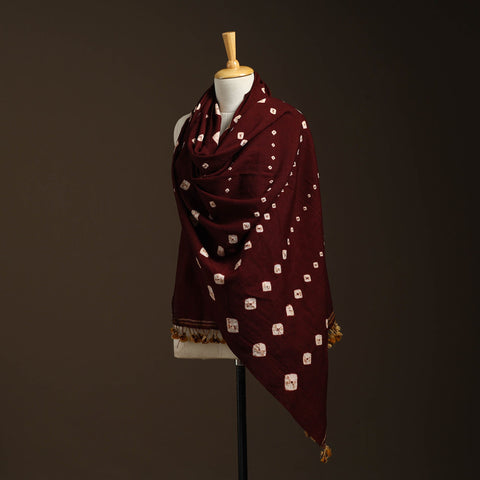Maroon - kutch handwoven merino wool bandhani tie-dye shawl