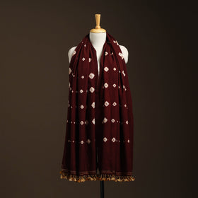 Maroon - kutch handwoven merino wool bandhani tie-dye shawl