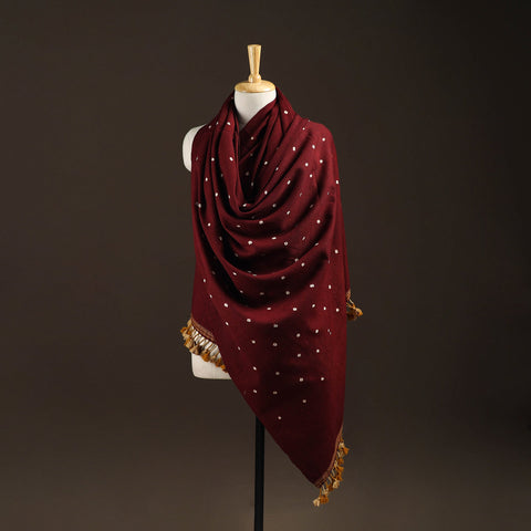 Kutch handwoven merino wool bandhani tie-dye shawl 83