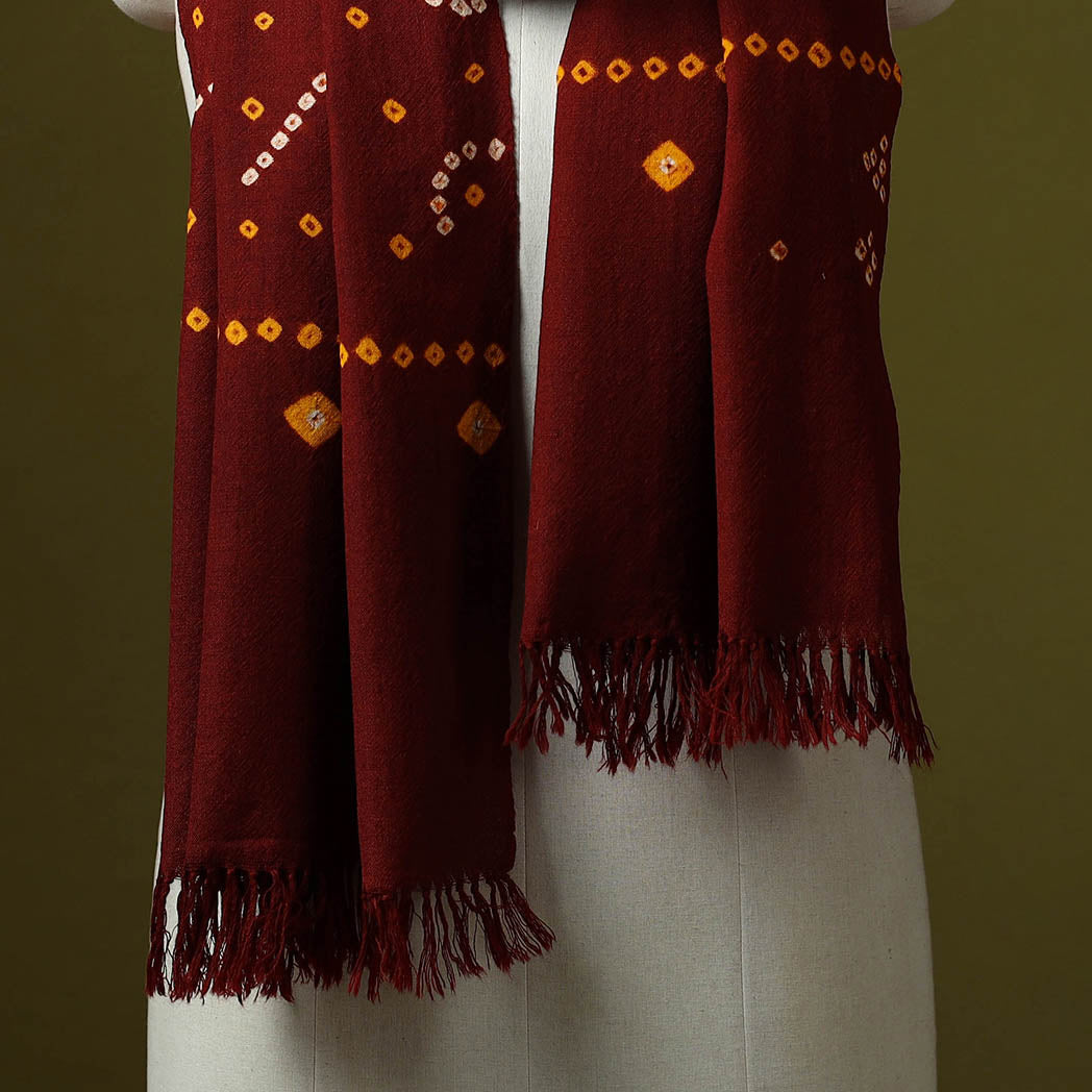 Kutch handwoven merino wool tie-dye bandhani stole 08