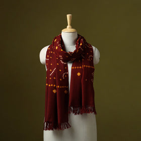 Kutch handwoven merino wool tie-dye bandhani stole 08