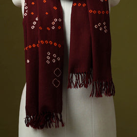 Kutch handwoven merino wool tie-dye bandhani stole 10