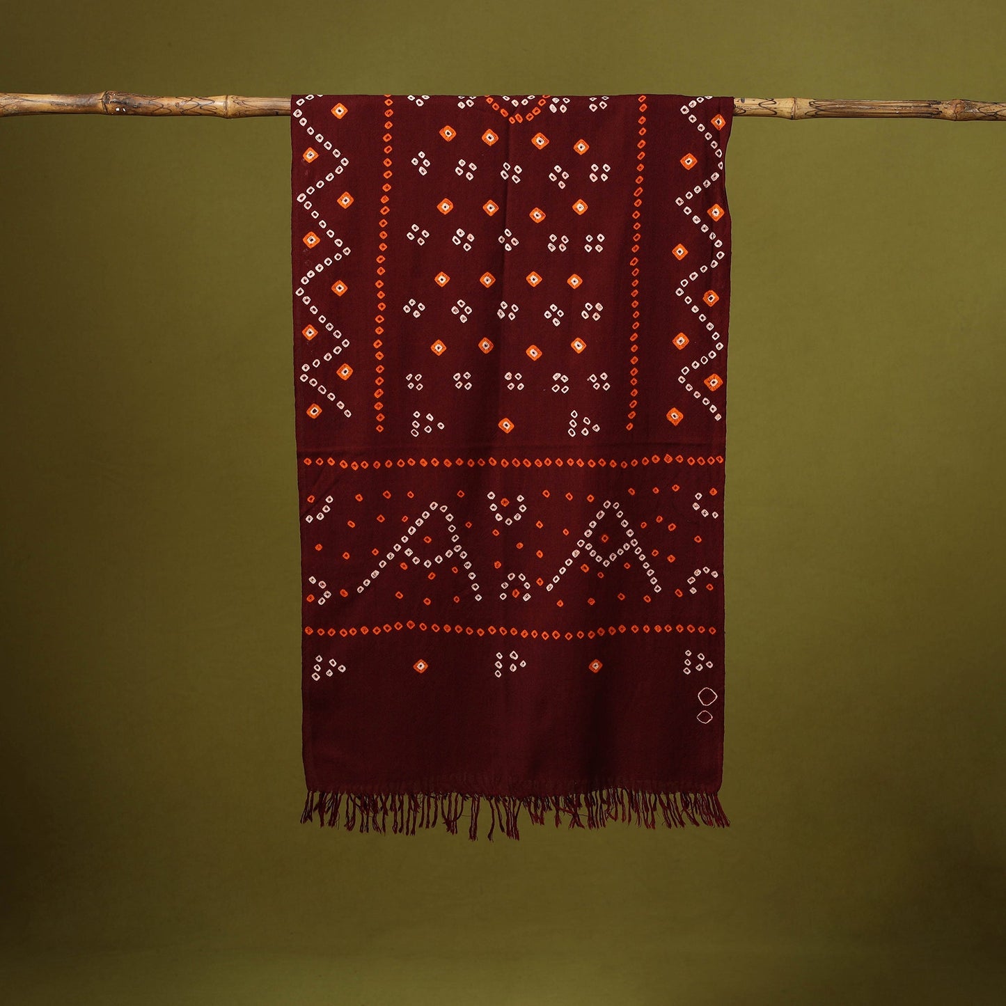 Kutch handwoven merino wool tie-dye bandhani stole 10